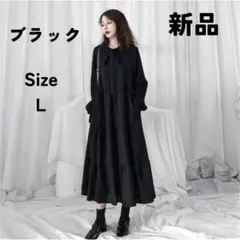 シャツワンピース 長袖 l