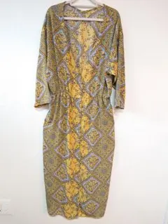 超美品 LOWRYSFARM Vネック前開きロングワンピース Ｌ