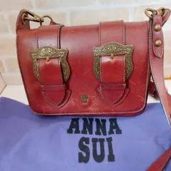 ANNA SUI レザーショルダーバッグ ワインレッド