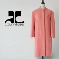 Courrges クレージュ ウールロングコート ピンク Aライン M