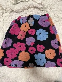 神戸レタス　花柄ボアミニスカート　ネイビー