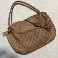 Y2K スタッズ 編み込み レザー ショルダーバッグ フェアリーグランジ