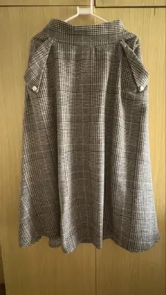 チェック柄 フレアスカート ボタン付き