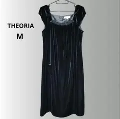 美品/ベルベット風フォーマルワンピース/結婚式/二次会/入学式/黒/Mサイズ