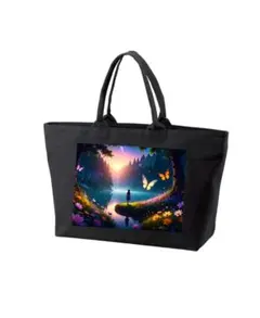 ラスト❤️ヘヴィー キャンバス ジップトートバッグ ブラック 新世界 美しさ 両面