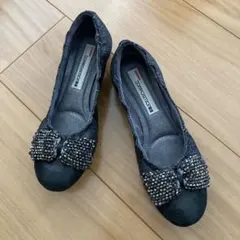 ビジュー付きフラットシューズ