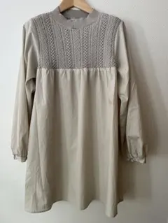 再お値下げ❗️niko and ライトグレー　ニット切り替え　チュニック　ブラウス