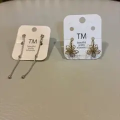 TM イヤリング 2点セット ロングチェーン フラワーのサムネイル