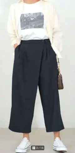 147イチヨンナナラップ風セミワイドパンツ　XS