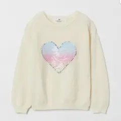 新品未使用スパンコールグラデーションハートニットセーター110～115 4～6歳