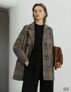 チェックコート ウール