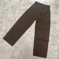 センスオブプレイス ブラウンデニムパンツ ハイウエスト ストレートデニム