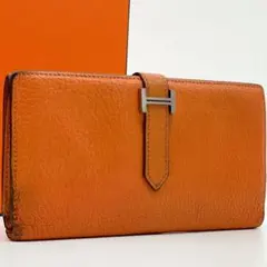 離様 HERMES エルメス ベアン 長財布 レザー ブラウン シルバー金具