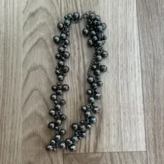 ブラック系パール風ビーズネックレス