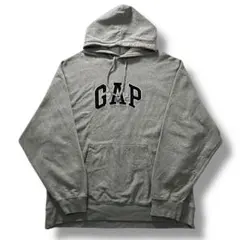 GAP ロゴ パーカー フーディ グレー 古着 ワッペン プルオーバー 00s