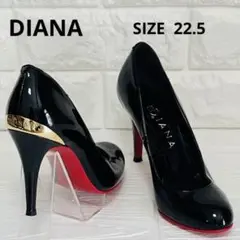 【美品】DIANA ブラックパテントパンプス 22.5cmレッドソール