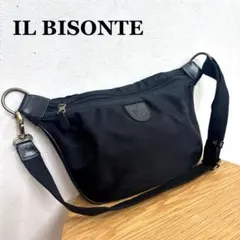 イルビゾンテ ボディバッグ ショルダーバッグ 黒 ブラック ナイロン レザー