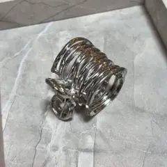 シルバー 波状デザイン ヘアクリップ