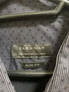 zara ドットシャツ　ネイビー　ブラック