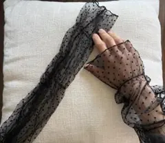 シースルー ドット柄 アームカバー ブラック