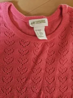 H&M ピンクニット S半袖春夏服ハート柄女の子110