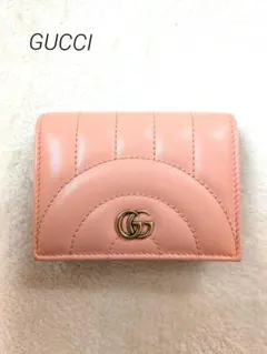 グッチ GUCCI　 GGマーモント レザー ピンク 2つ折り財布 　コンパクト