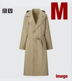 【UNIQLO U】フーデッドロングコート　カーキ　M