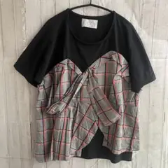 n'or ノアール　バイカラー　ドッキングカットソー　Tシャツ