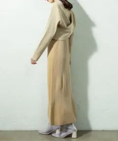 mystic　配色リブクロス　ニットワンピース　長袖　セットアップ　2way