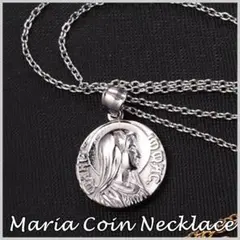 聖母 マリア コイン ネックレス ペンダント シルバー アンティーク