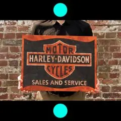 ⑦ハーレーダビッドソン販促物ガレージ看板ビンテージUSAアメリカ飾りブリキ看板