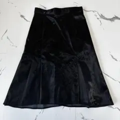 SOV.✨未使用　エコレザー　フレアスカート　黒　光沢感　フリル　ジップ　M