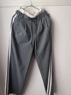 MAISON SPECIAL グレー ストライプ カジュアルパンツ M