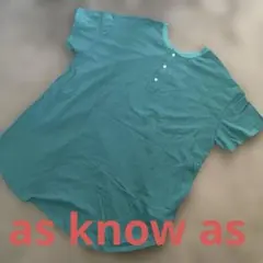 as know asアズノウアズボタン付き半袖グリーンTシャツのサムネイル