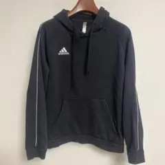 adidas アディダス 黒 フード付き裏起毛スウェットパーカー L
