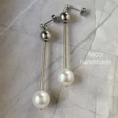 453 スワロフスキーパール5ミリ×8ミリ チェーンピアス/イヤリング変更
