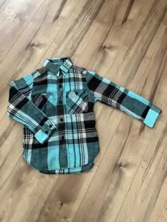 デニムダンガリー　チェックシャツ　110