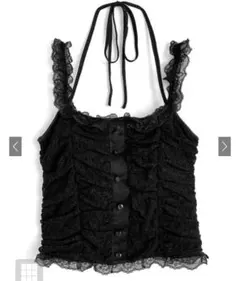 ホルターレースキャミソール キャミ フリル 可愛い レース ブラック 黒