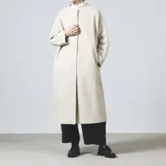 evam eva プレスウールロングコート　アイボリー　オフホワイト　ベージュ系