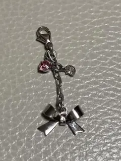 リボン型チャーム ストーン付き