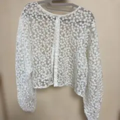 niko and... 花柄刺繍 長袖ブラウス M ホワイト