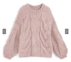 GRL ローゲージケーブルニットトップス ピンク mb1579