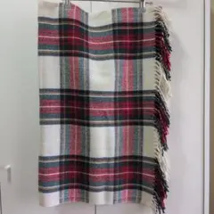 チェック柄 大判ストール フリンジ付き