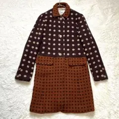 DAKS ドット 切り替え ウールコート アウター ブラウン系