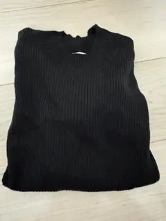 GU リブハイネック長袖ニット 黒