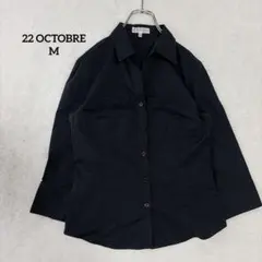 【ヴァンドゥーオクトーブル】M シャツ ブラウス 七分袖 黒 無地 万能 上品のサムネイル