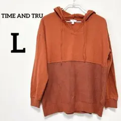 ✨️お買得‼️ TIME AND TRU 【L】 フード付き オレンジ ニット