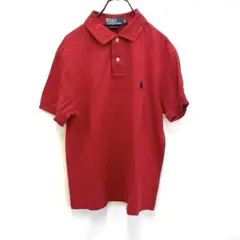 【美品】90s ポロラルフローレン ポロシャツ ポニー刺繍 サイズM レッド
