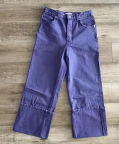《美品》ZARA パープル　ワイド　デニムパンツ　サイズ40