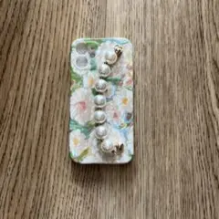 iPhone12mini 花柄パール装飾ソフトケース　新品未使用